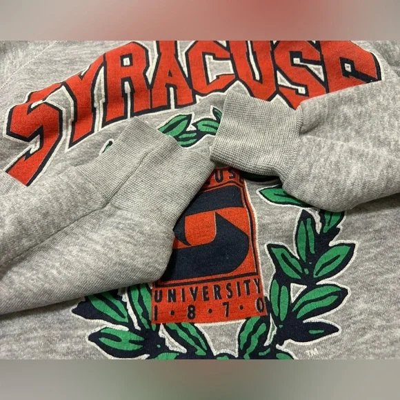 Vintage Syracuse University Grey Orange Pullover Crewneck Sweatshirt XL